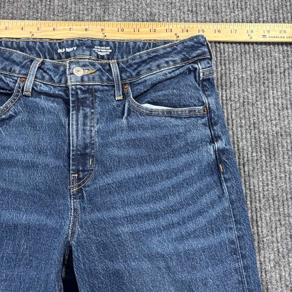 Old Navy Sky-Hi Wide Leg Jeans Women Size 8 Blue Extra High Rise - Picture 3 of 12